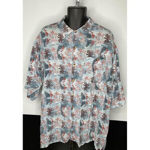 3xl XXXL Greystone Sportswear Summer Shirt Asian Dragon Design Rayon blue red